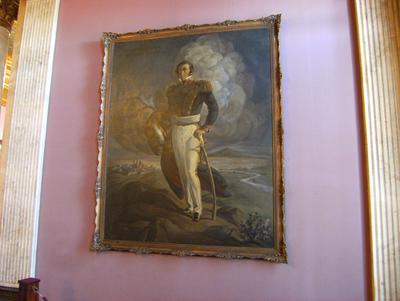 An oil painting of  José Luis  Zorrilla de San Martín <br>and depicting the Gral